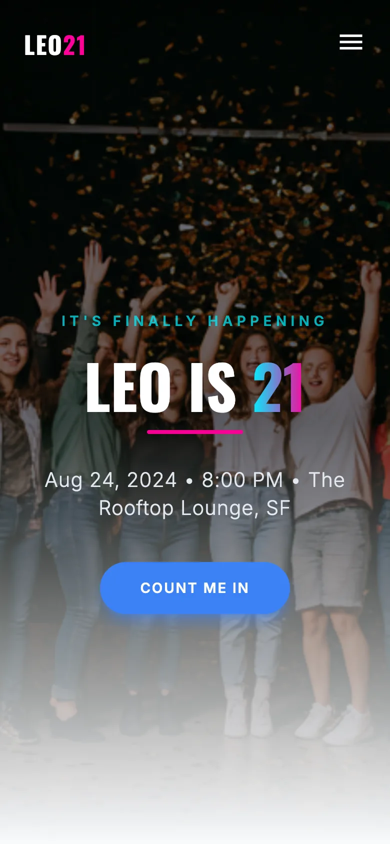 Trang thiệp mời sinh nhật 21 tuổi của Leo
